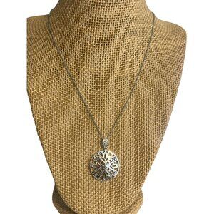 Vintage ATI Sterling Silver Pendant Necklace Open Work Filagree Spring Ring 17"